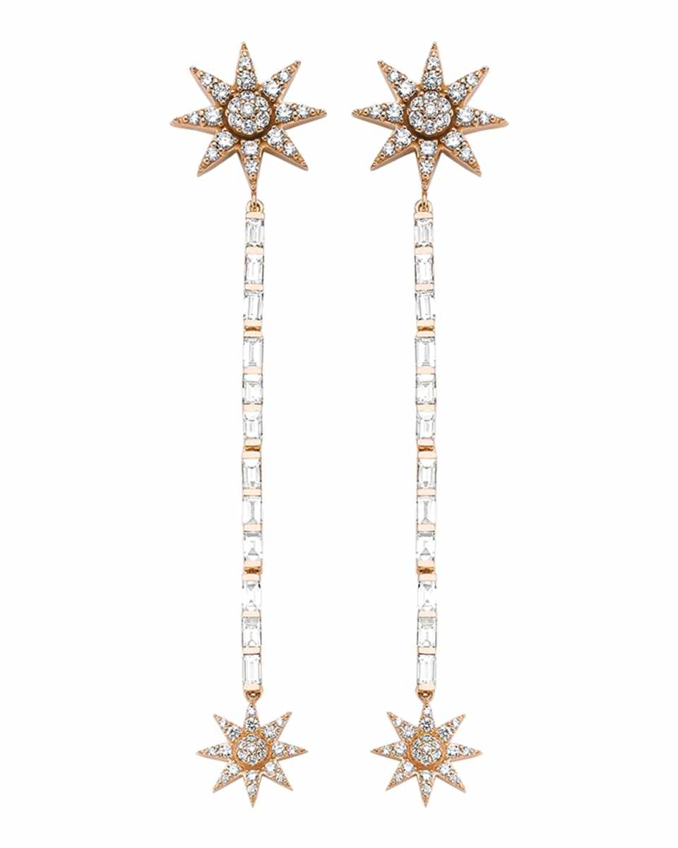 Venus Star 14k Linear Diamond Earrings